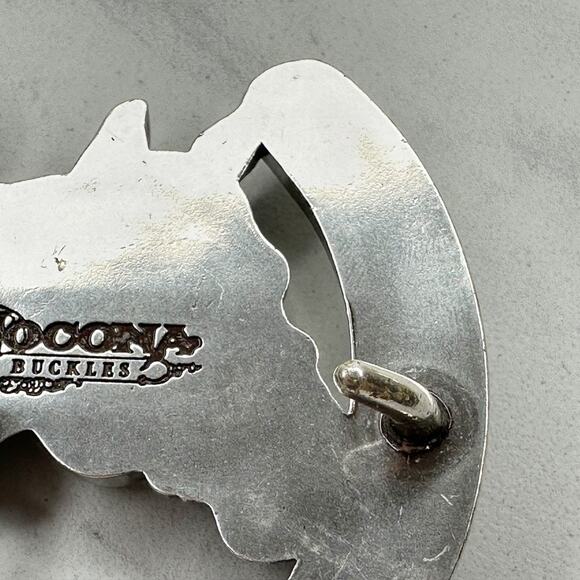 Nocona Rhinestone Horse Horseshoe Western Belt Buckle Silver Tone ✨ - Picture 9 of 16